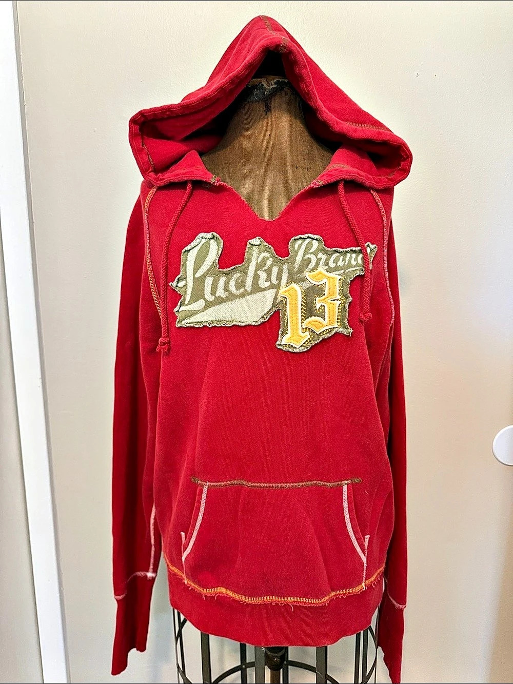 Lucky Brand Dungarees America 13 Hoodie Red XL